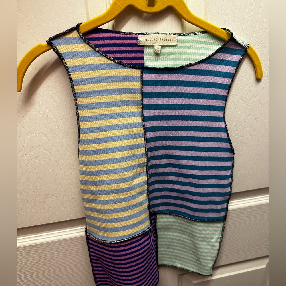 Large Gilded Intent Patched Tank Top